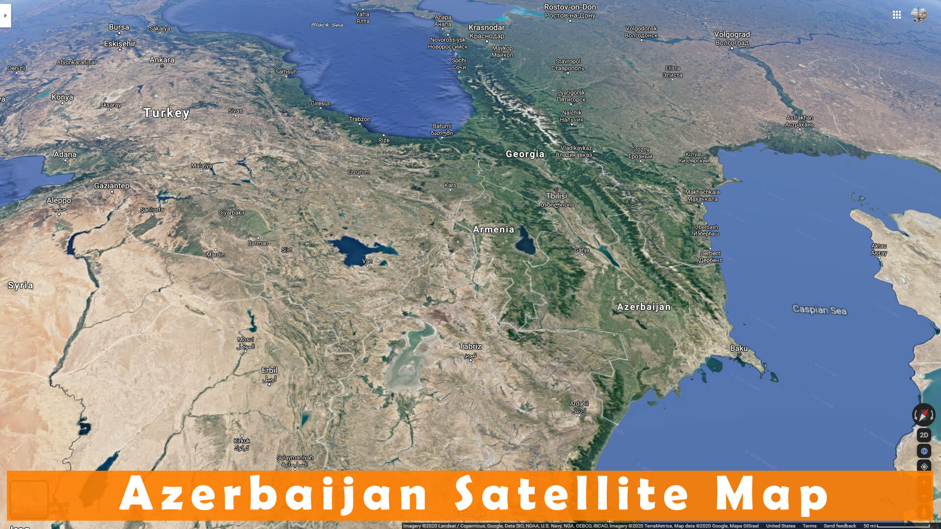 Azerbaidjan Satellite Carte
